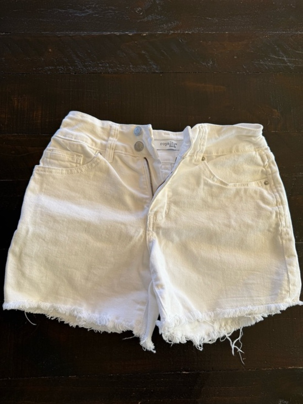 White Denim Frayed Hem Women's Shorts
